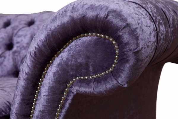 Chesterfield divano a tre posti 3 posti letto in stile soggiorno viola in tessuto.