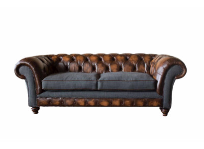 Chesterfield Design Divano di lusso Imbottito Sofa Couch Sedile Soggiorno Pelle Nuovo