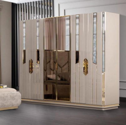 Armadio guardaroba in legno moderno Beige