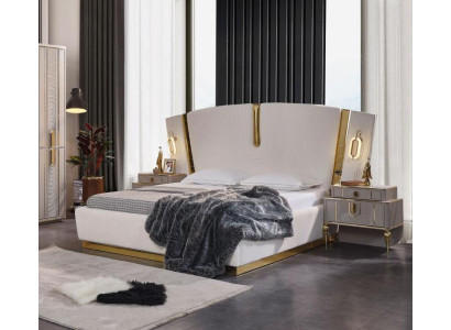 Camera da letto set letto matrimoniale Comò Comodini Bianco 3 pezzi lusso