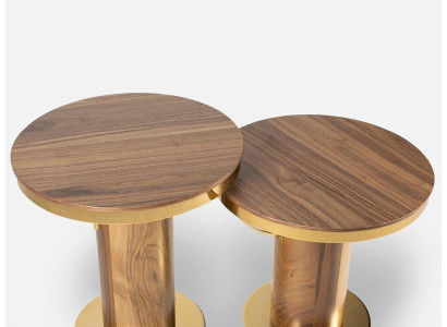 2x Tavolino Rotondo Marrone Tavolino da Salotto Design Moderno