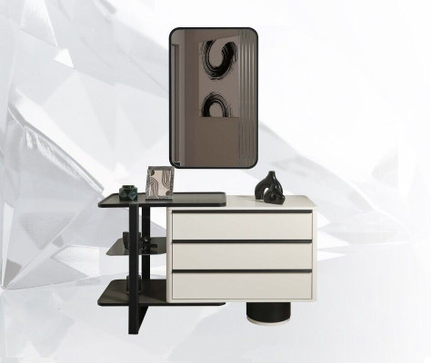 Vanity console table with mirror dressing table Modern wood White