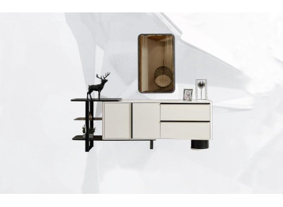 Mobiletto con specchio credenza moderna bianca.
