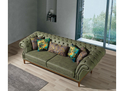 Verde-Giallo divano imbottito Designer a tre posti Set di lussuose poltrone 3+3+1.