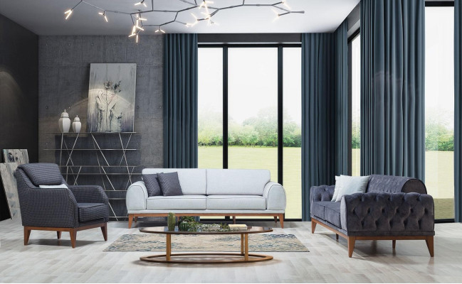 Moderno set di divani designer tre posti una poltrona lusso poltrona tre posti