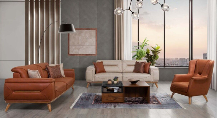 Soggiorno Designer Mobili da seduta Divani 3 posti Poltrona imbottita Set da 3 pezzi