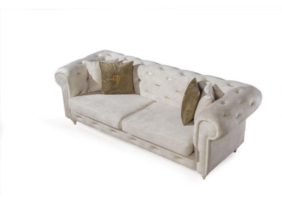 Sofà Chesterfield design a due posti colore bianco per soggiorno di lusso