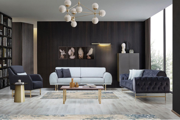 Grigio moderno divano soggiorno design a 3 posti di lusso