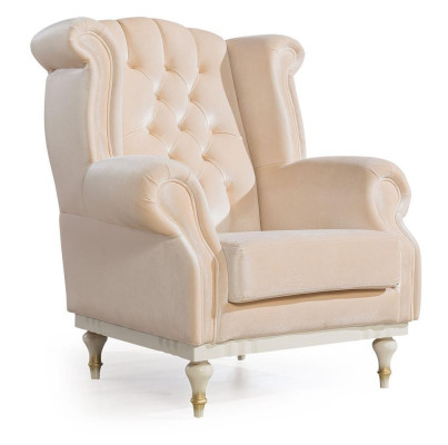 Sedia Chesterfield retrò bianca monoposto da salotto bar 1 posto
