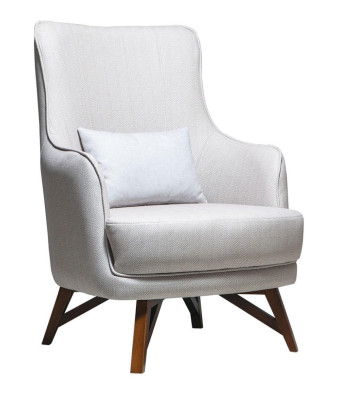 Sedia relax bianca design moderno con braccioli per soggiorno.