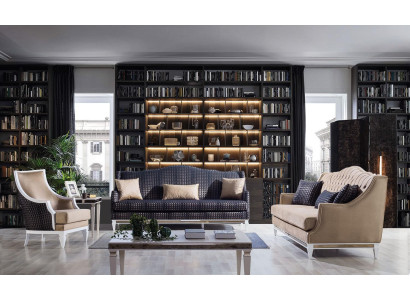 Chesterfield beige tre posti in lusso tessile divano in stoffa design.