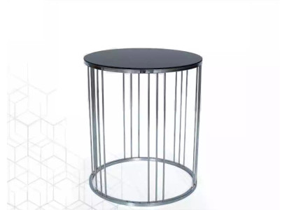 Tavolino da salotto in acciaio inossidabile nero design moderno.