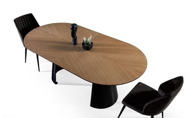 Tavolo da pranzo ovale Tavolo da pranzo allungabile Tavolo da cucina in legno marrone