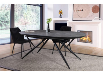 Tavolo da pranzo ovale allungabile in legno grigio grande