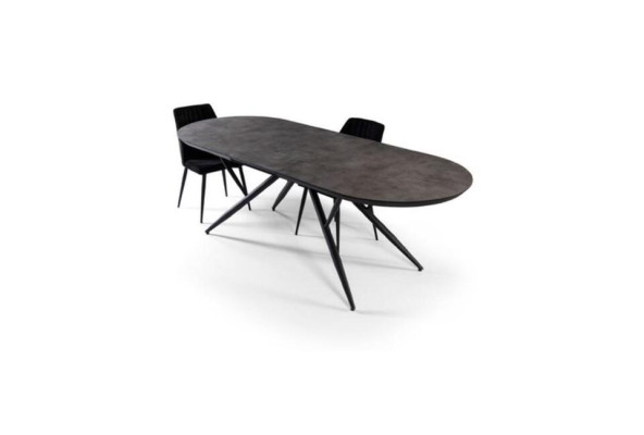 Tavolo da pranzo ovale allungabile in legno grigio grande