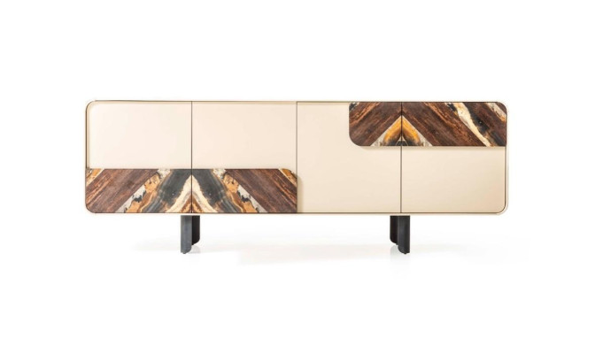 Mobile credenza beige in legno moderno design.