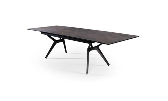 Tavolo da pranzo allungabile in legno nero per cucina.