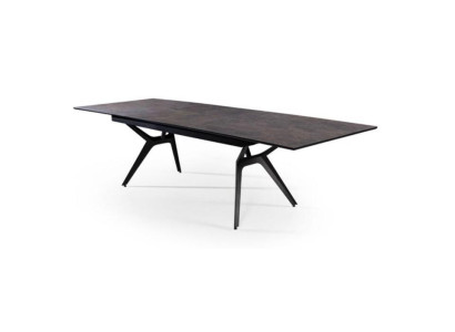 Tavolo da pranzo allungabile in legno nero per cucina.