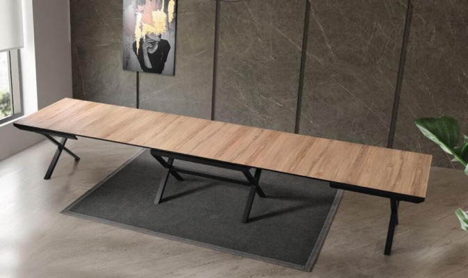 Grande tavolo tavoli da conferenza tavolo da pranzo allungabile in legno marrone XXL