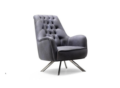 Poltrona Design Divano Sofa Relax Tessuto Imbottito Sedile Lusso Grigio Nuovo