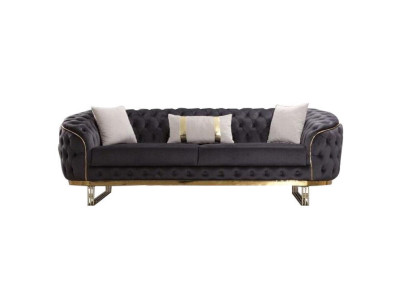 Divano design 3 posti in tessuto divano imbottito Divani Design Marrone Chesterfield
