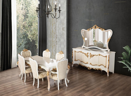 Luxury Set Sala da pranzo Tavolo Sedia XL Tavoli Sedie Legno Design 7 pezzi Nuovo