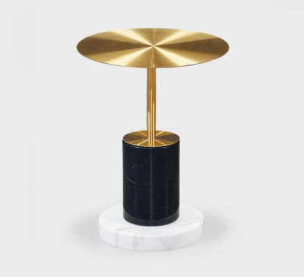 Tavolino da salotto moderno in marmo dorato, design rotondo