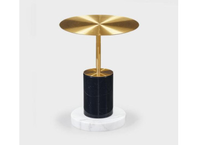 Tavolino da salotto moderno in marmo dorato, design rotondo