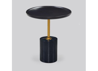 Tavolino tondo nero con base in acciaio inossidabile, tavolino da designer