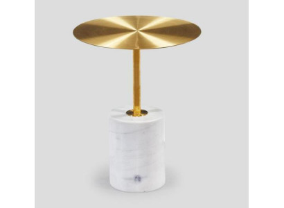 Tavolino bianco di lusso per il soggiorno, in marmo artificiale.