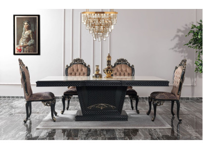 Gruppo da pranzo Sala da pranzo Tavolo da pranzo Sedie Legno Set 12 pezzi Grigio Barocco Credenza