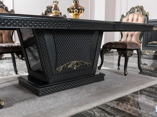 Gruppo da pranzo Sala da pranzo Tavolo da pranzo Sedie Legno Set 12 pezzi Grigio Barocco Credenza