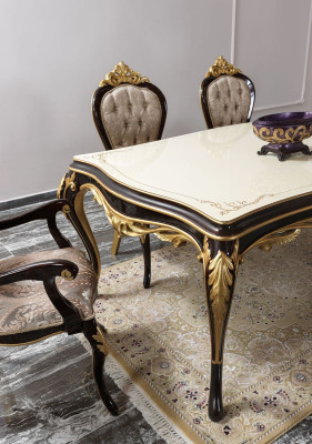 Gruppo di mangiare angolo pranzo sala da pranzo tavolo sedie legno 9 pezzi marrone barocco