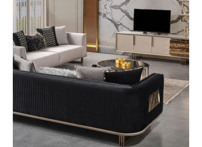 Set di divani moderni tre posti in tessuto grigio blu design divano 2 pezzi.