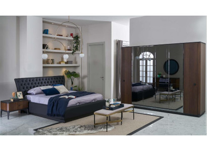 Set di lenzuola per letto matrimoniale 4 pezzi con cornice del letto nero nuovo