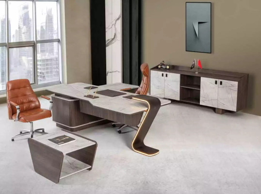 Scrivania illuminata a LED, design, tavolo per l'arredamento d'ufficio 250cm.