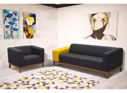 Arredamento imbottito Set divano grigio Tre posti Poltrone Set da studio.