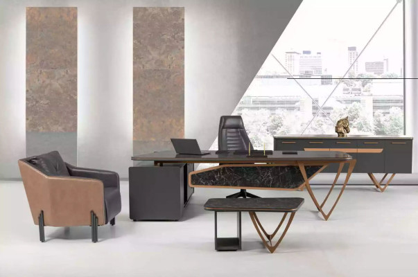 Mobili da ufficio Scrivania ad angolo con cassetti Tavolo moderno per lo studio