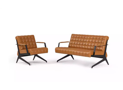 Arredamento per ufficio in velluto marrone chiaro, poltrona a due posti, insieme da ufficio.