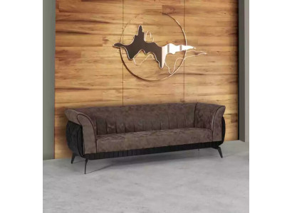 Divano per ufficio in stile designer a tre posti marrone.