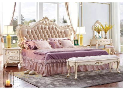 Set camera da letto Chesterfield, letto, 2 comodini, mobili classici 3 pezzi