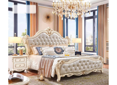 Il set di mobili classici da 3 pezzi è composto da un letto di lusso e 2 comodini.