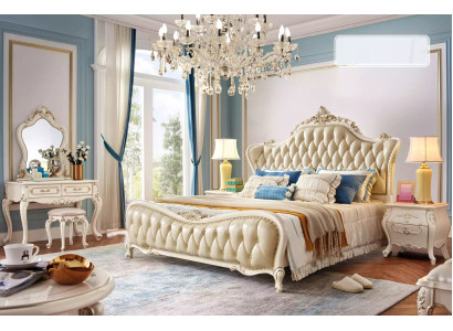 Set da camera da letto classico con tavolo da toeletta e specchio sgabello 2 pezzi