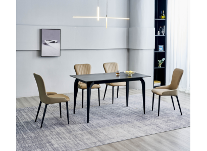 Tavolo da pranzo grigio moderno designer 6 sedie in tessuto gruppo da pranzo in legno
