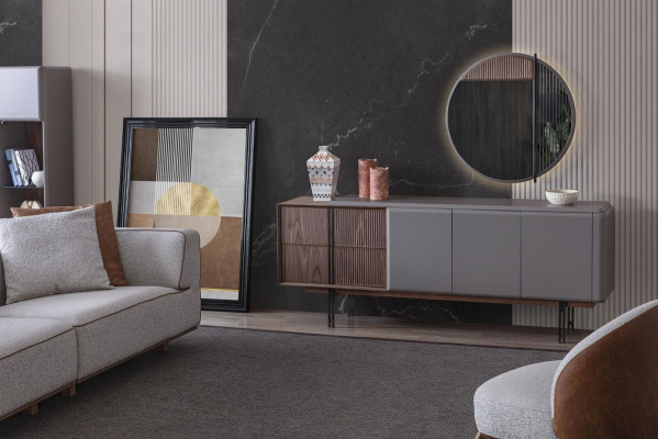 Set da sala da pranzo esclusivo composto da credenza con 2 pezzi e specchio Novità - Set da pranzo esclusivo composto da credenza con 2 pezzi e specchio Novità