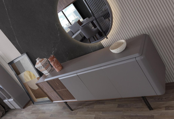 Set da sala da pranzo esclusivo composto da credenza con 2 pezzi e specchio Novità - Set da pranzo esclusivo composto da credenza con 2 pezzi e specchio Novità