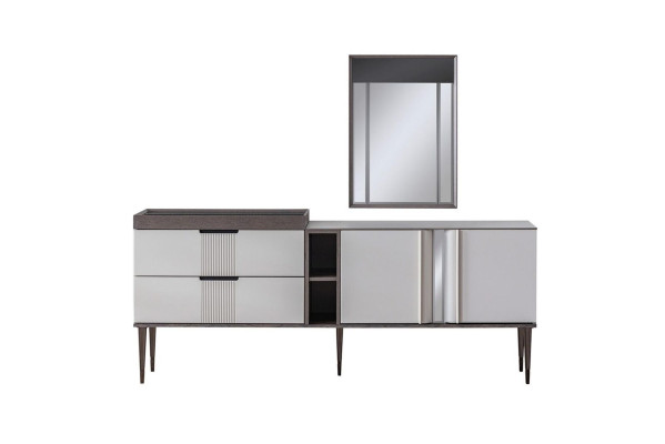 Set da pranzo di lusso Exclusive con credenza e 2 specchi, novità.