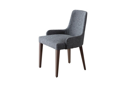 Esclusiva sedia grigia con gambe marroni in legno design novità per la sala da pranzo