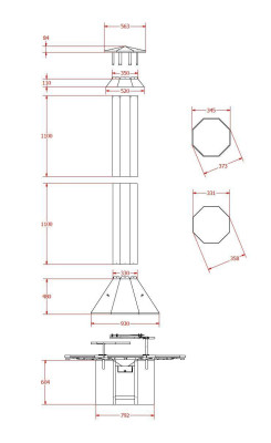 Griglia metallica a 8 angoli con tavolo circolare kit per la vostra grillkota esistente.