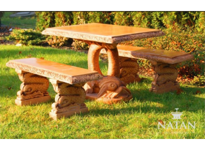 Mobili da giardino in stile antico in pietra rustica Tavoli a forma di pesce Terrazza Tavolo PROSTY